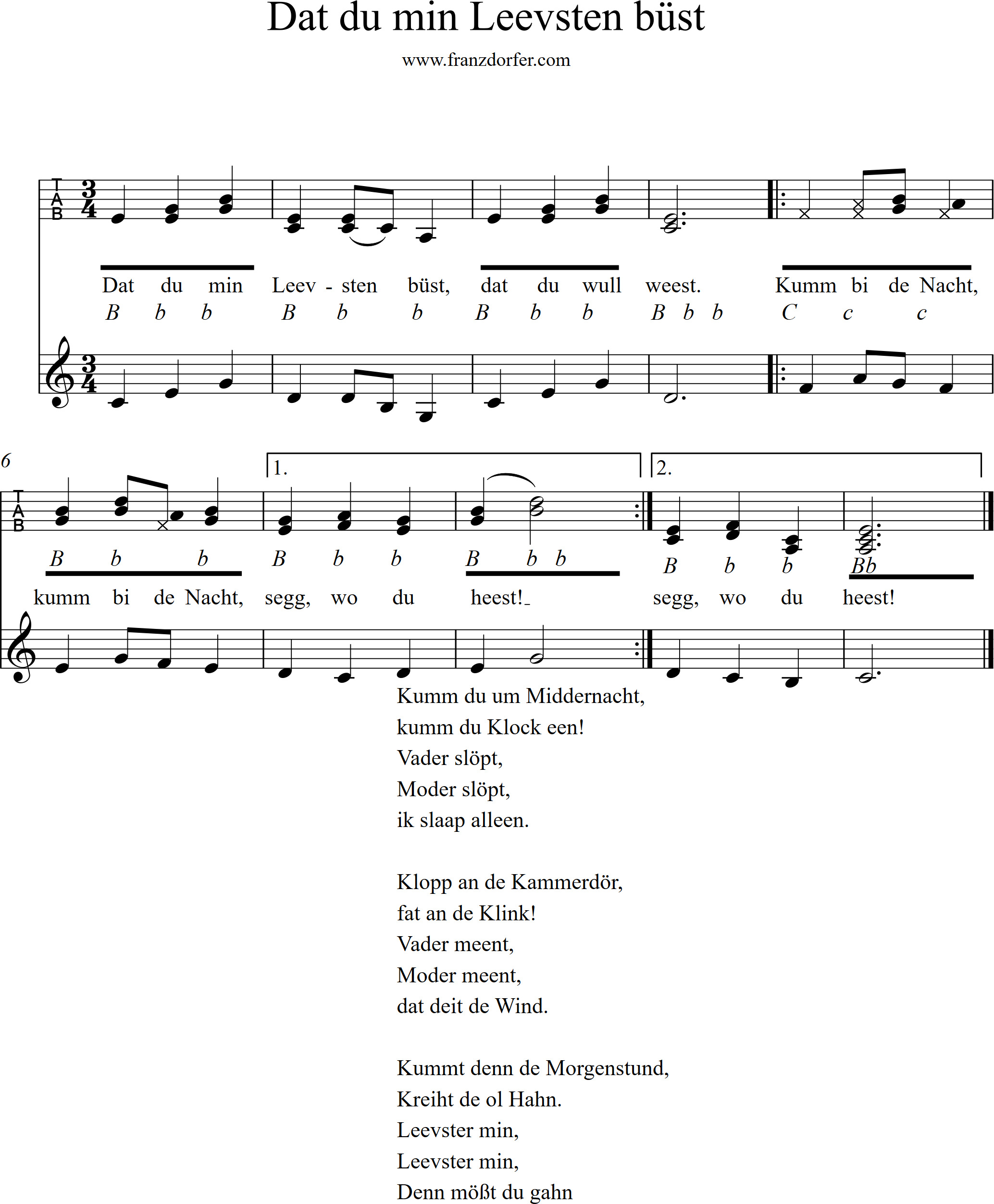 Dat Du Min Leevsten Büst Text Deutsch Dat du min leevsten büst